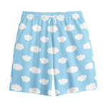 Sky Cloud Pattern Print Cotton Shorts