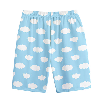 Sky Cloud Pattern Print Cotton Shorts