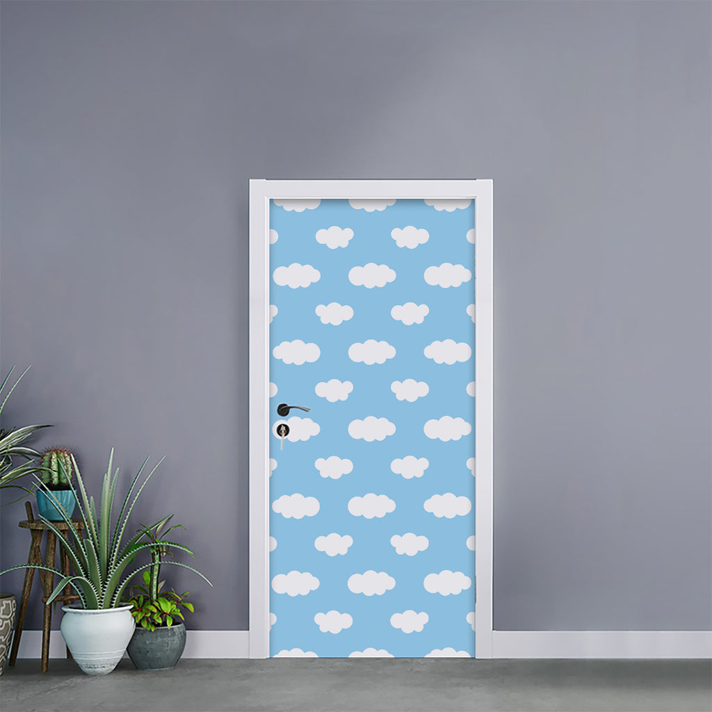 Sky Cloud Pattern Print Door Sticker