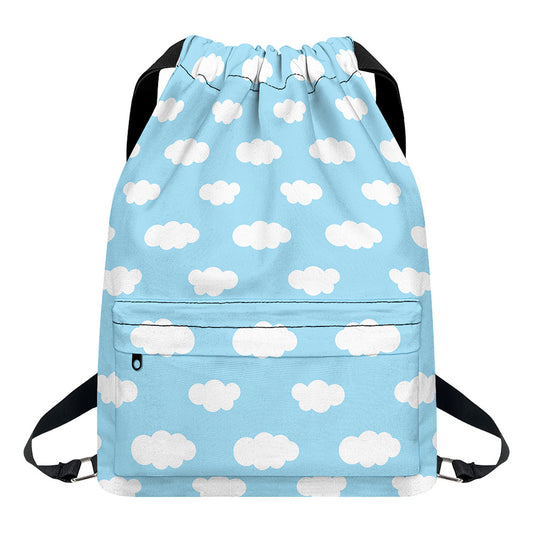 Sky Cloud Pattern Print Drawstring Backpack