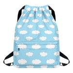 Sky Cloud Pattern Print Drawstring Backpack