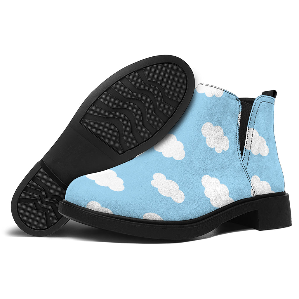 Sky Cloud Pattern Print Flat Ankle Boots