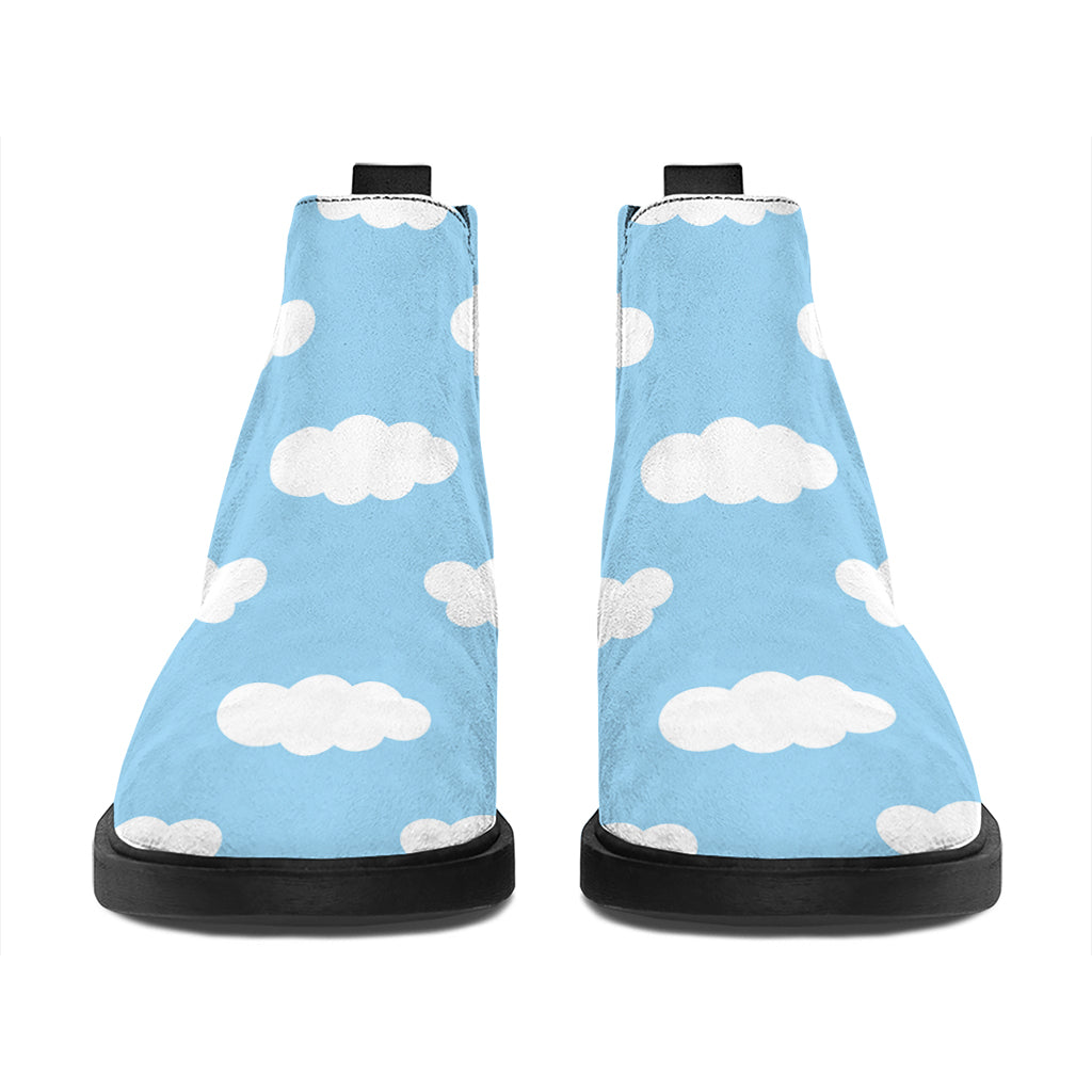 Sky Cloud Pattern Print Flat Ankle Boots