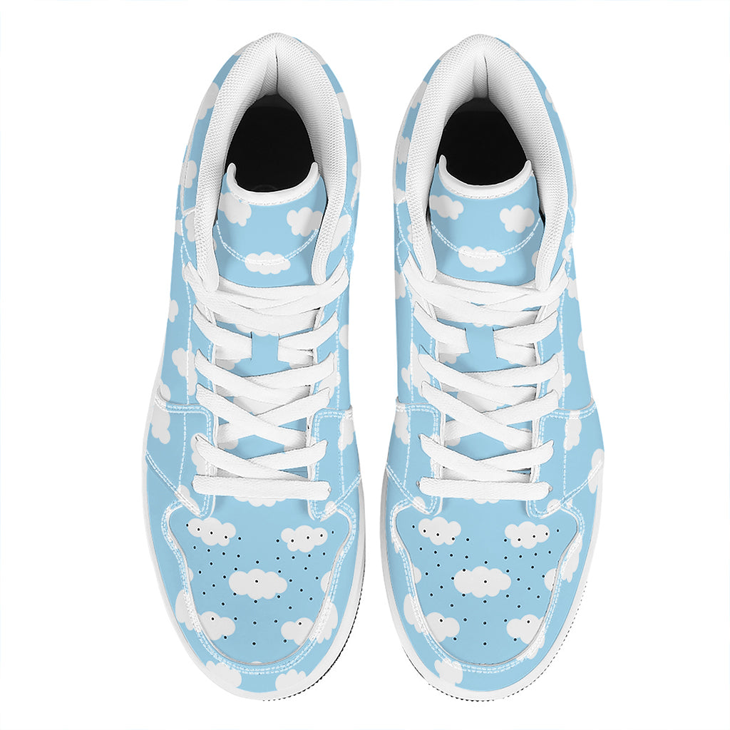 Sky Cloud Pattern Print High Top Leather Sneakers