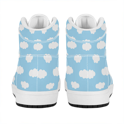 Sky Cloud Pattern Print High Top Leather Sneakers