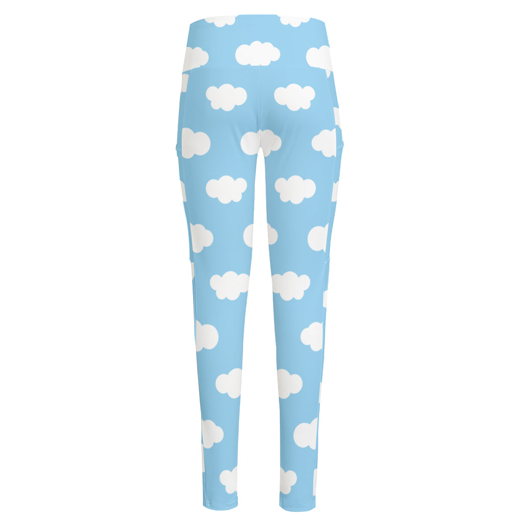 Sky Cloud Pattern Print High-Waisted Pocket Leggings