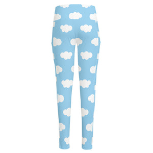 Sky Cloud Pattern Print High-Waisted Pocket Leggings