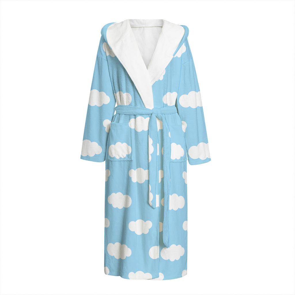 Sky Cloud Pattern Print Hooded Bathrobe