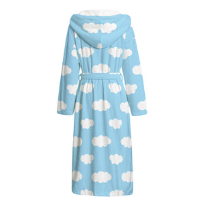 Sky Cloud Pattern Print Hooded Bathrobe