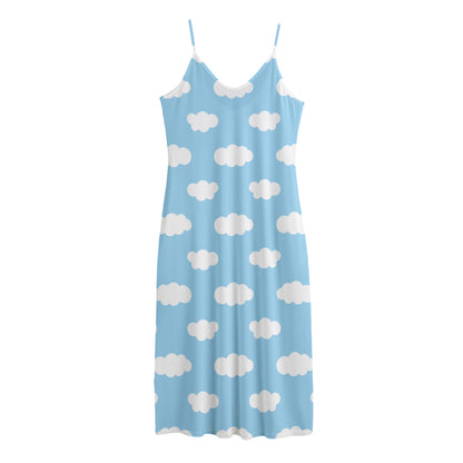 Sky Cloud Pattern Print Jersey Midi Cami Dress