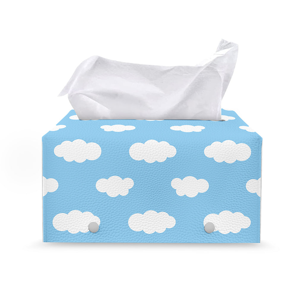 Sky Cloud Pattern Print Leather Tissue Box Cover