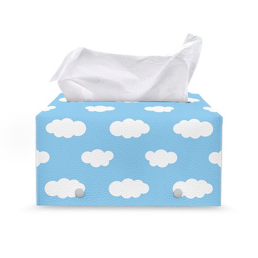 Sky Cloud Pattern Print Leather Tissue Box Cover