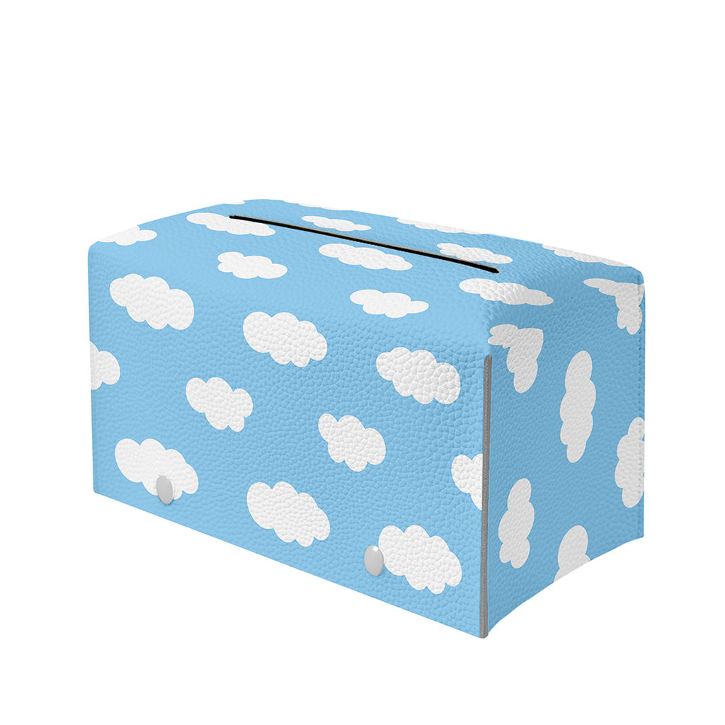 Sky Cloud Pattern Print Leather Tissue Box Cover
