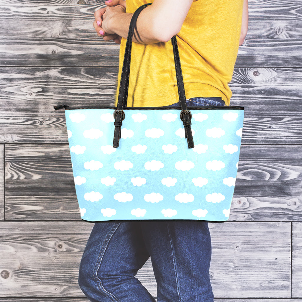 Sky Cloud Pattern Print Leather Tote Bag