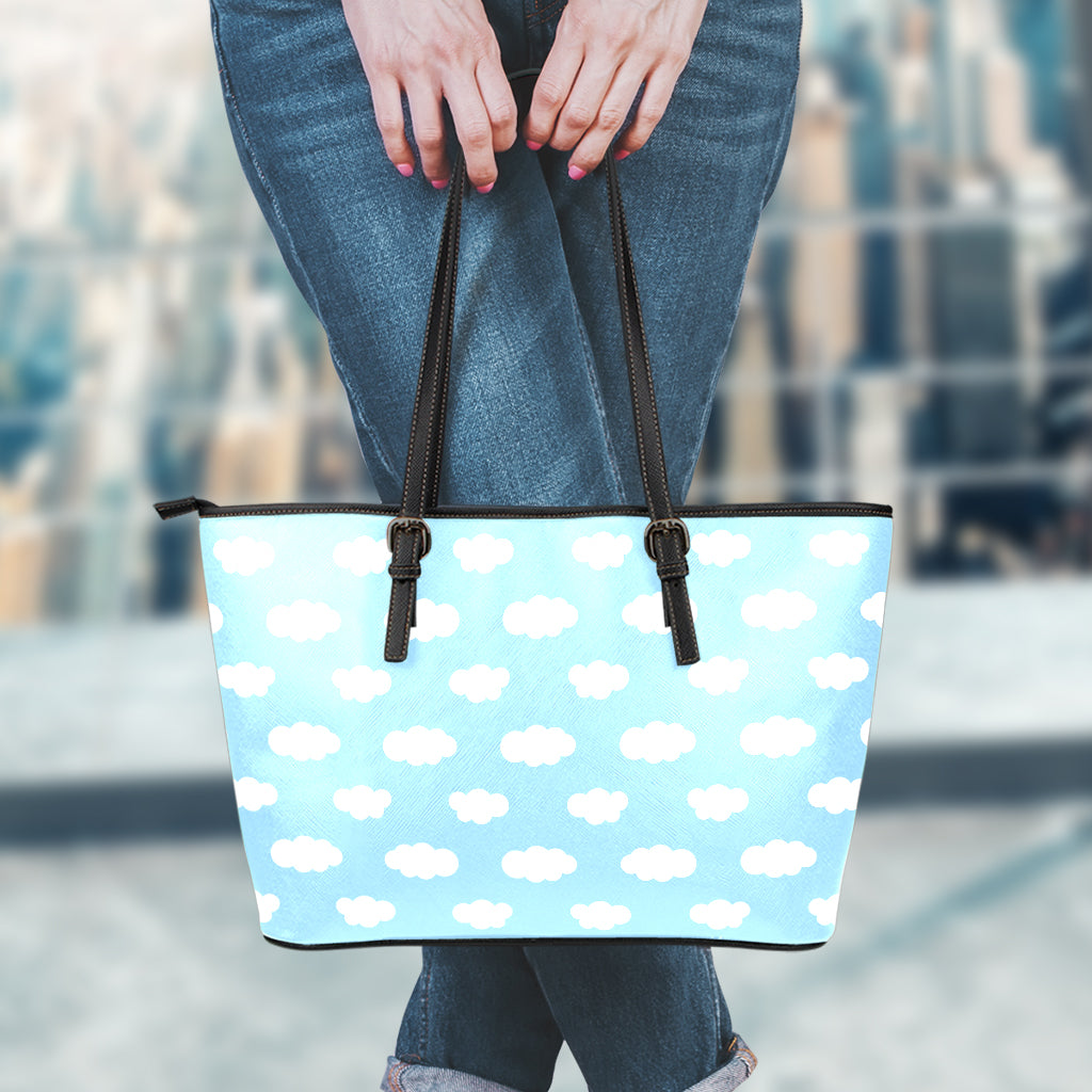 Sky Cloud Pattern Print Leather Tote Bag