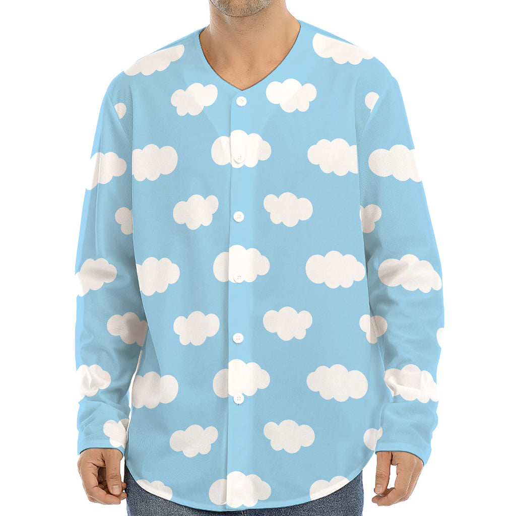 Sky Cloud Pattern Print Long Sleeve Baseball Jersey