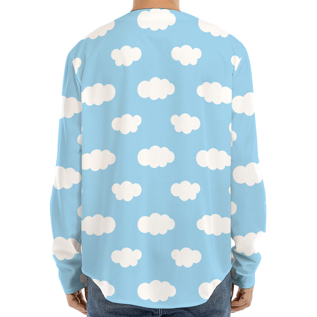 Sky Cloud Pattern Print Long Sleeve Baseball Jersey