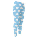 Sky Cloud Pattern Print Men's Compression Pants