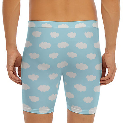 Sky Cloud Pattern Print Men's Long Boxer Briefs