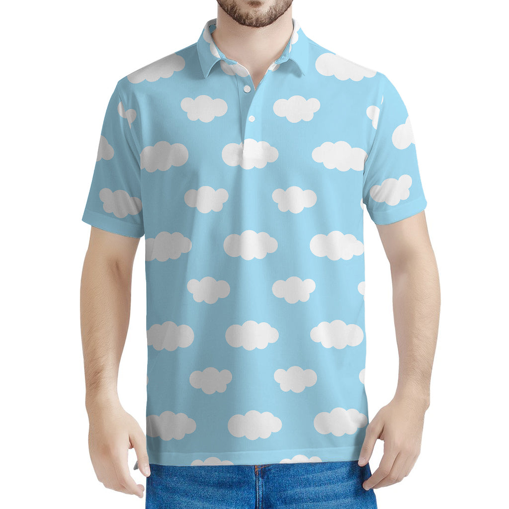 Sky Cloud Pattern Print Men's Polo Shirt