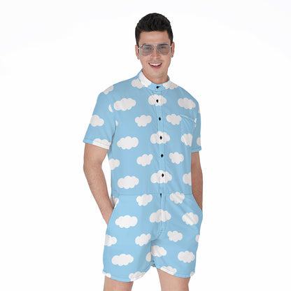 Sky Cloud Pattern Print Men's Rompers