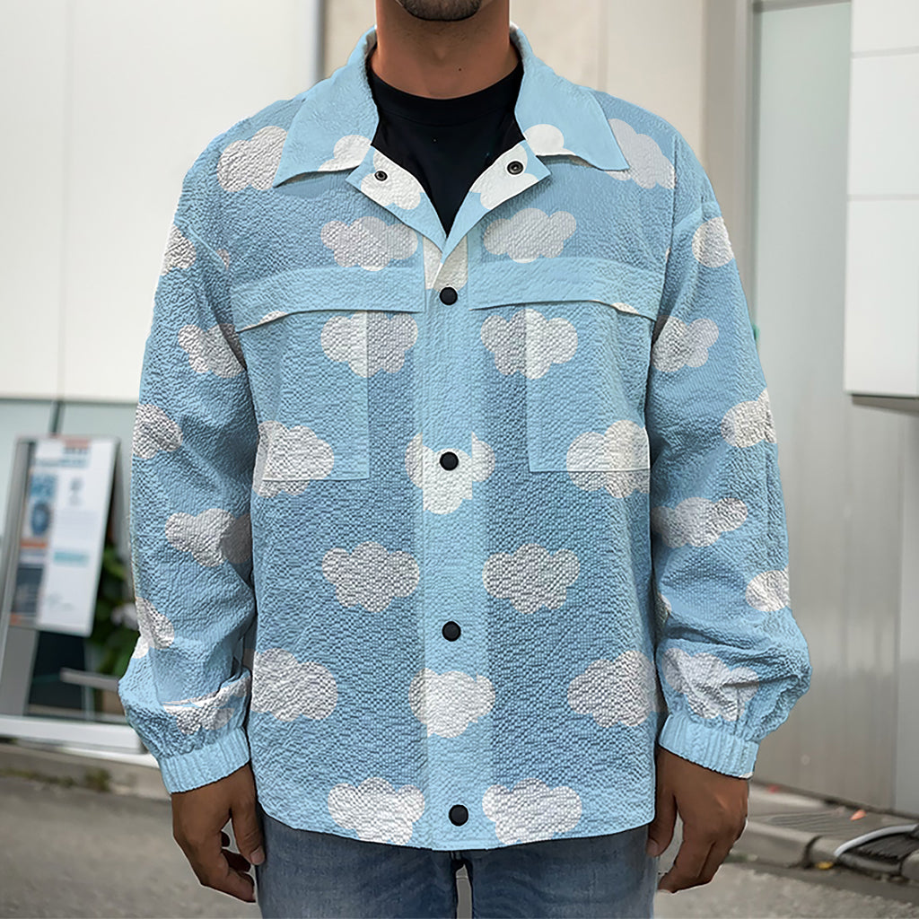 Sky Cloud Pattern Print Men's Shirt Jacket