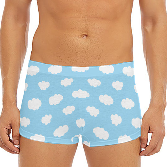 Sky Cloud Pattern Print Men's Short Boxer Briefs