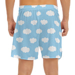 Sky Cloud Pattern Print Men's Split Running Shorts