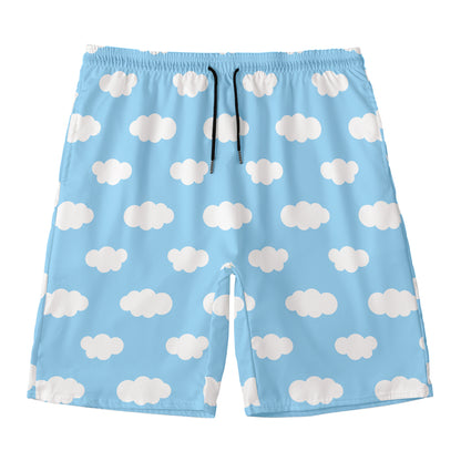 Sky Cloud Pattern Print Men's Swim Trunks