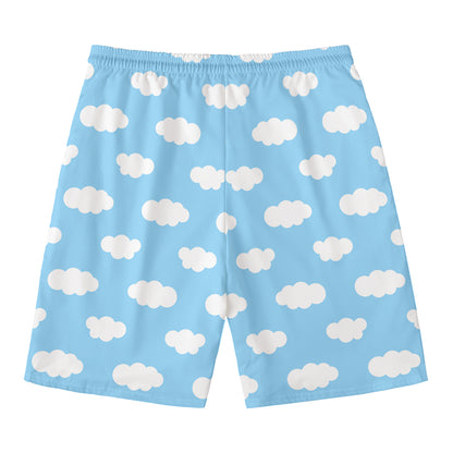 Sky Cloud Pattern Print Men's Swim Trunks