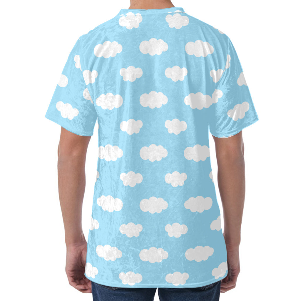 Sky Cloud Pattern Print Men's Velvet T-Shirt