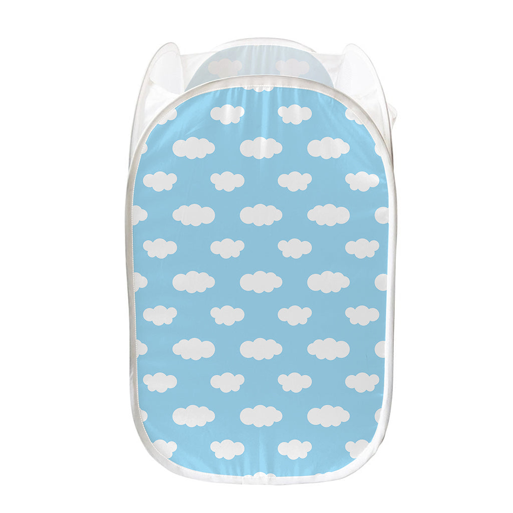 Sky Cloud Pattern Print Mesh Laundry Hamper