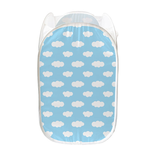 Sky Cloud Pattern Print Mesh Laundry Hamper