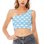 Sky Cloud Pattern Print One Shoulder Crop Top