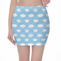 Sky Cloud Pattern Print Pencil Mini Skirt