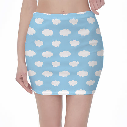 Sky Cloud Pattern Print Pencil Mini Skirt