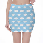 Sky Cloud Pattern Print Pencil Mini Skirt