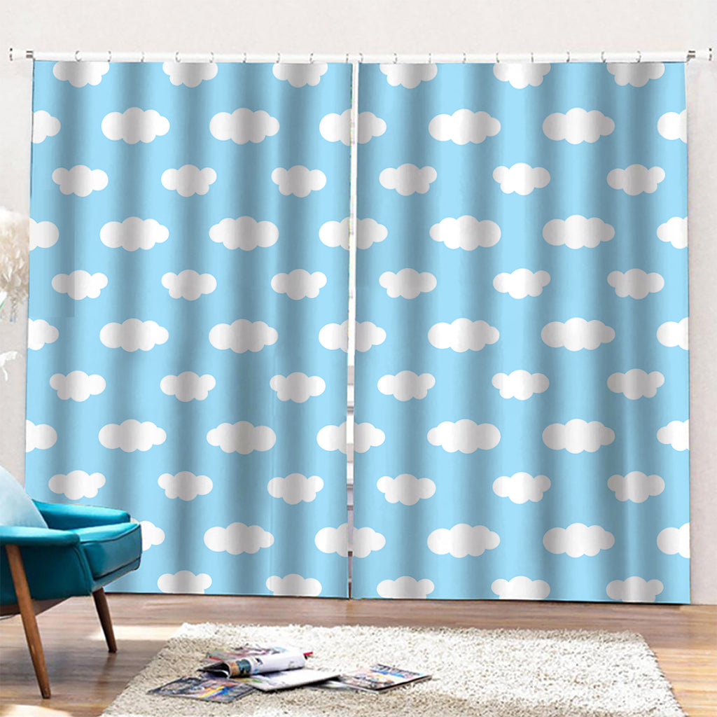 Sky Cloud Pattern Print Pencil Pleat Curtains