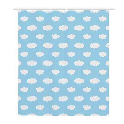 Sky Cloud Pattern Print Polyester Shower Curtain