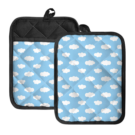 Sky Cloud Pattern Print Pot Holders With Pocket