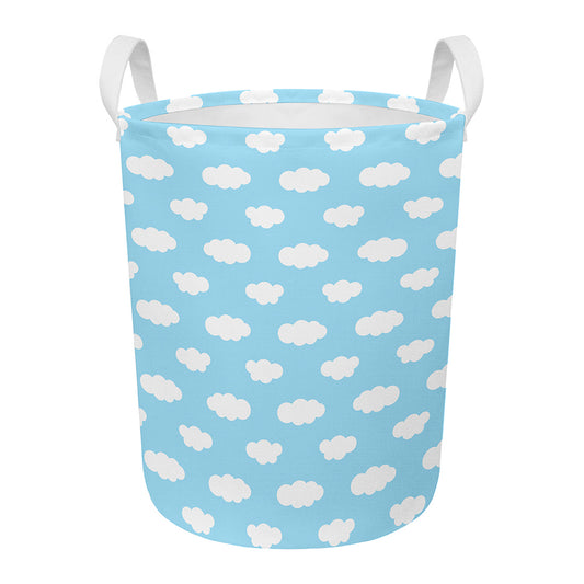 Sky Cloud Pattern Print Round Laundry Basket