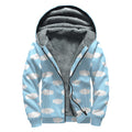 Sky Cloud Pattern Print Sherpa Lined Zip Up Hoodie