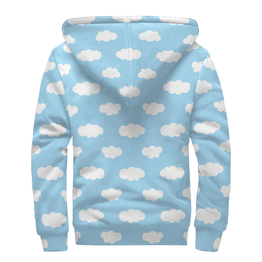 Sky Cloud Pattern Print Sherpa Lined Zip Up Hoodie