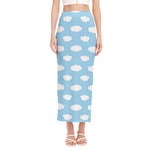 Sky Cloud Pattern Print Side Slit Maxi Skirt