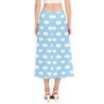 Sky Cloud Pattern Print Side Slit Midi Skirt