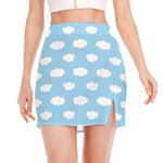 Sky Cloud Pattern Print Side Slit Mini Skirt