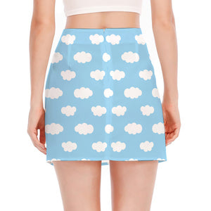 Sky Cloud Pattern Print Side Slit Mini Skirt