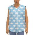 Sky Cloud Pattern Print Sleeveless Baseball Jersey