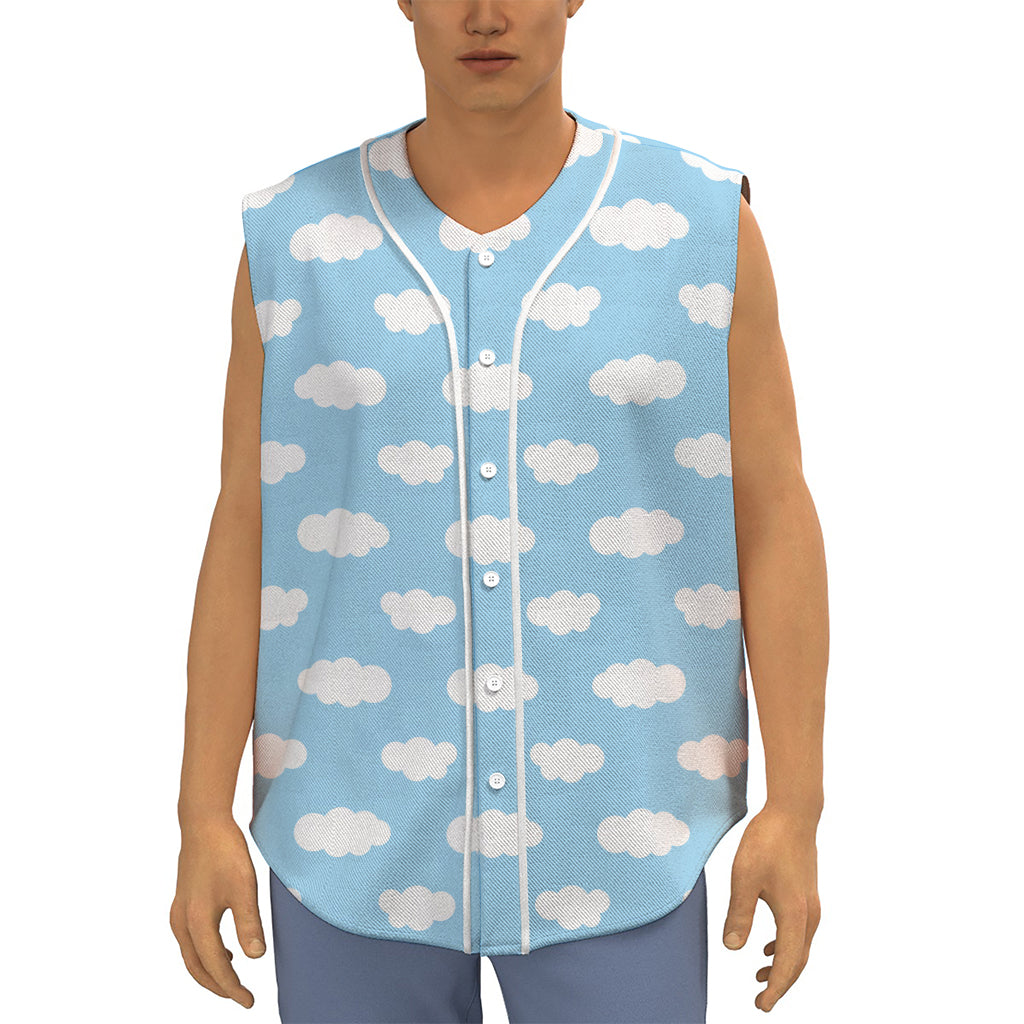 Sky Cloud Pattern Print Sleeveless Baseball Jersey