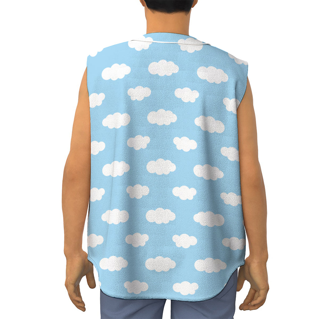 Sky Cloud Pattern Print Sleeveless Baseball Jersey